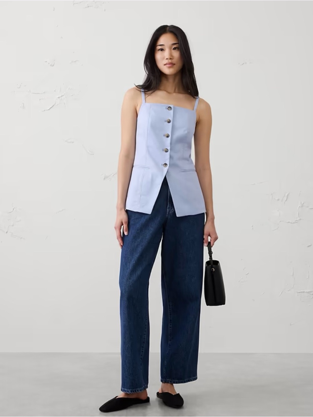 NWT Banana Republic Factory Lavender Square-Neck Button Front Linen Vest Size 10